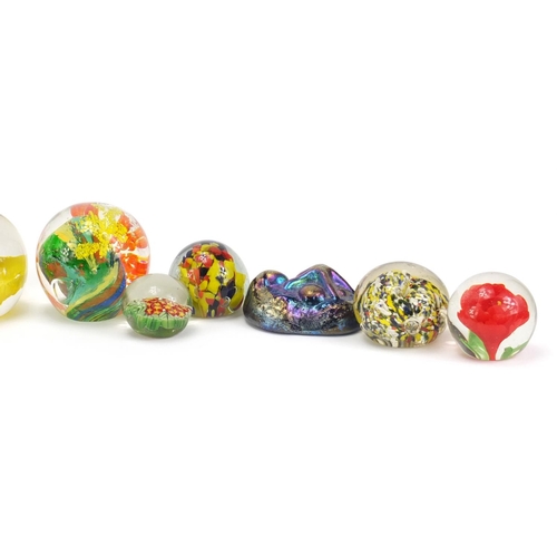 2621 - Group of colourful glass paperweights, the largest 7cm high