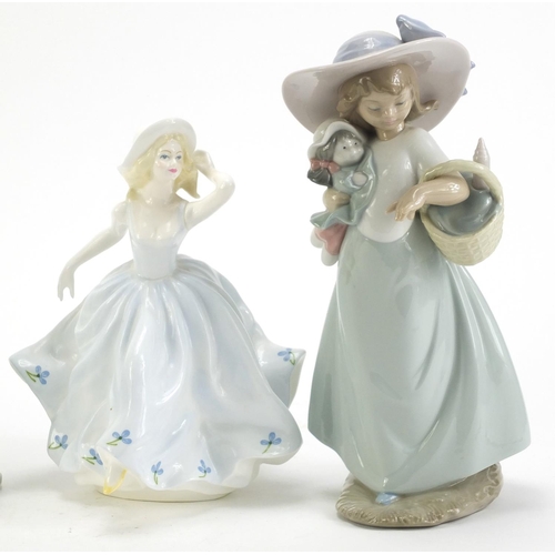 1270 - Five collectable figurines comprising Nao and Coalport, the largest 25.5cm high