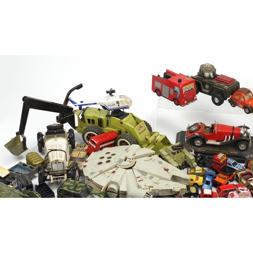 2331 - Vintage and later toys including die cast vehicles, Tonka agricultural vehicle and Star Wars Millenn... 