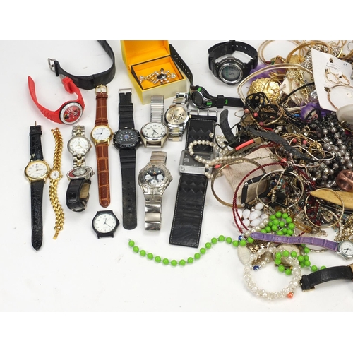 2856 - Costume jewellery including vintage and later wristwatches, necklaces, bracelets, rings and earrings