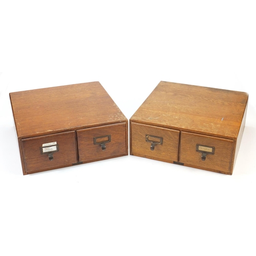 2107 - Two pairs of vintage pigeon hole drawers, each 16cm H x 39.5cm W x 40cm D