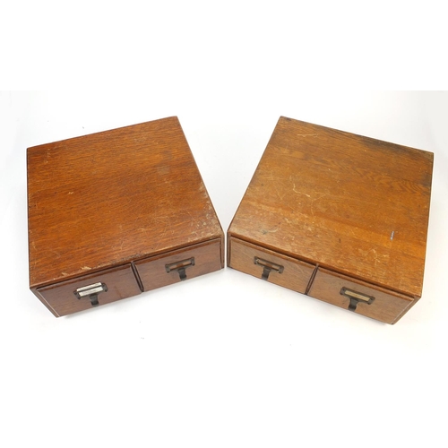 2107 - Two pairs of vintage pigeon hole drawers, each 16cm H x 39.5cm W x 40cm D