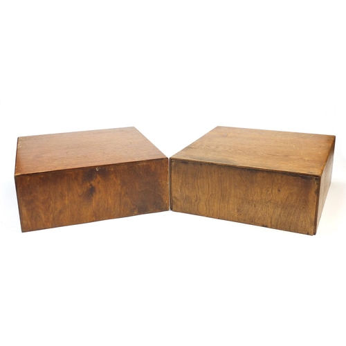 2107 - Two pairs of vintage pigeon hole drawers, each 16cm H x 39.5cm W x 40cm D