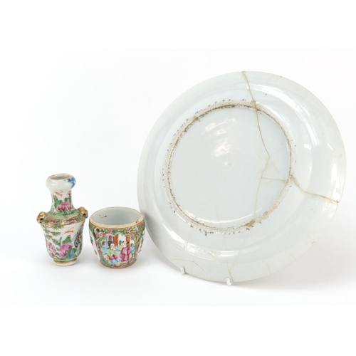 2283 - Chinese Canton porcelain including a plate and vase