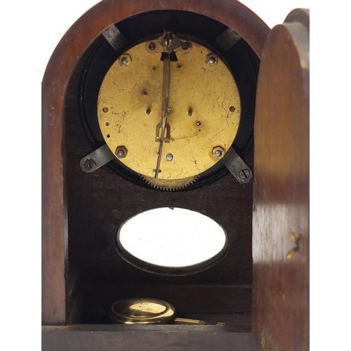 2264 - Two mantel clocks including a walnut dome topped example, the largest 18cm high