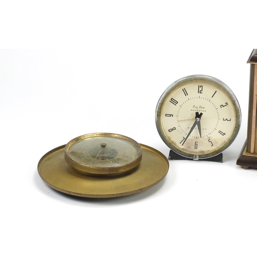 2249 - Three mantel clocks and a barometer including the Big Ben Repeater by Westclox