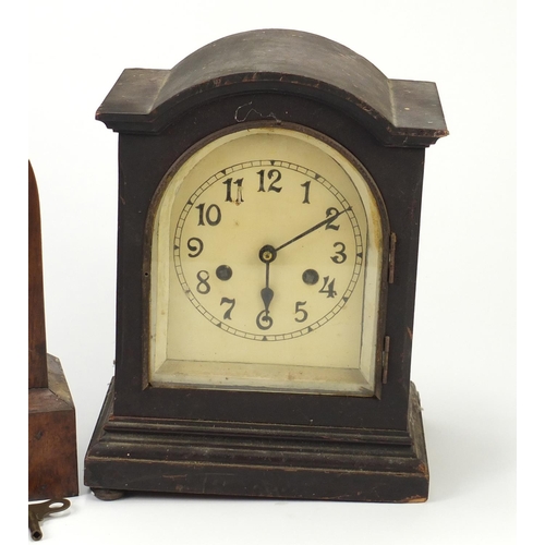 2554 - Two mantel clocks including a dome topped example, the largest 29cm high