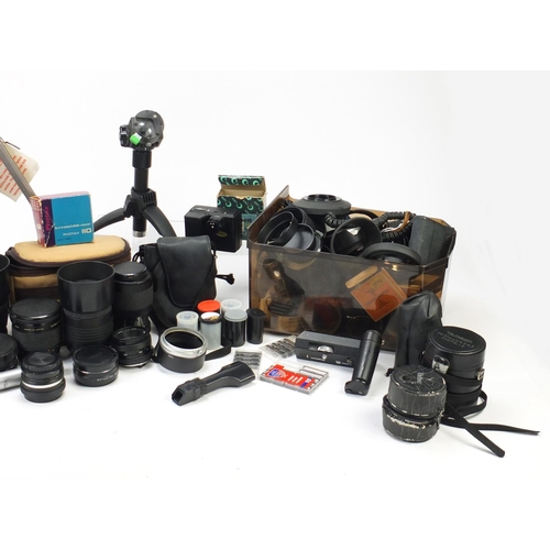 2330 - Vintage and later camera lenses and accessories including Tamron, Hoya and Miranda