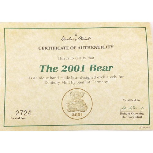 95 - Steiff 2001 bear with certificate designed for the Danbury mint, serial number 2724