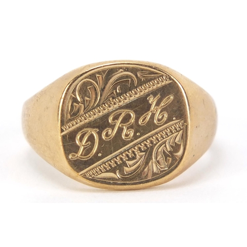 157 - 9ct gold signet ring, size U, 9.0g