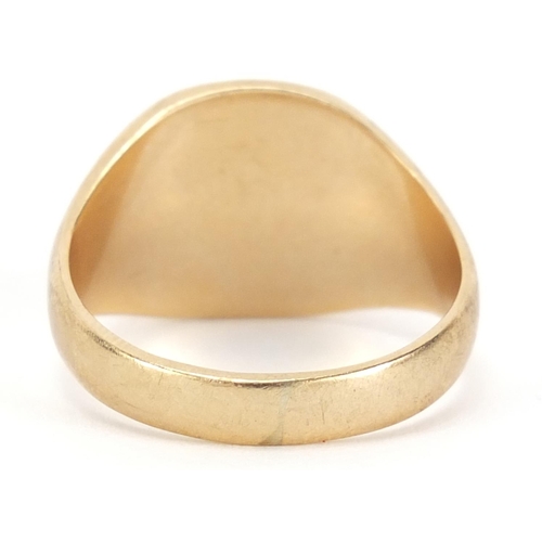 157 - 9ct gold signet ring, size U, 9.0g