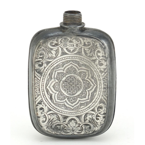 103 - Victorian silver hip flask by George Unite, Birmingham 1874, 9.5cm high, 70.8g