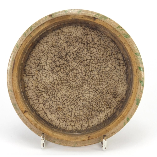 2918 - Victorian pottery Strasburg pot lid, 12cm in diameter