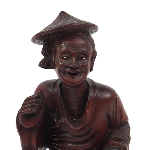 2179 - Chinese root carving of a fisherman, 36cm high