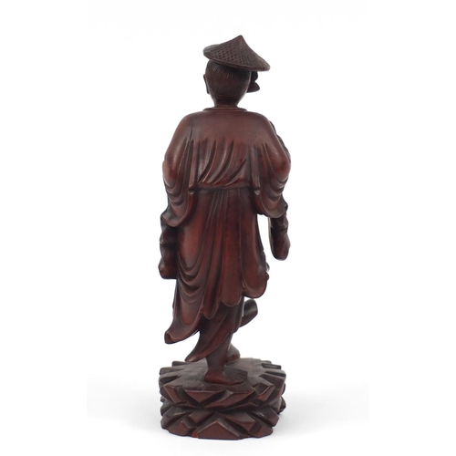 2179 - Chinese root carving of a fisherman, 36cm high