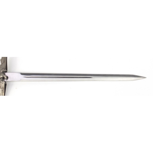 2903 - German military interest sword with scabbard, 59.5cm in length