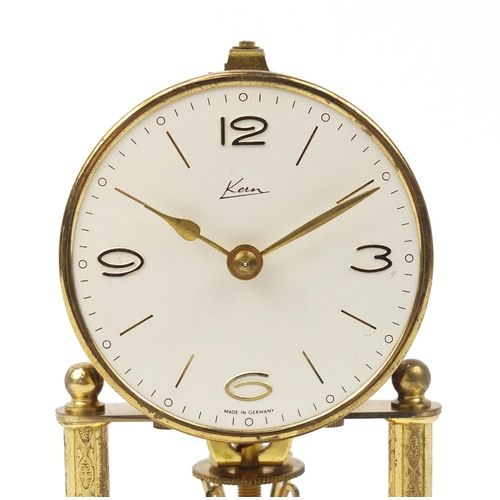 2629 - German brass anniversary clock with glass dome, by Kein, 19cm high