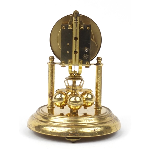 2629 - German brass anniversary clock with glass dome, by Kein, 19cm high