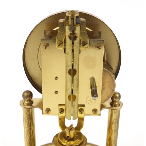 2629 - German brass anniversary clock with glass dome, by Kein, 19cm high