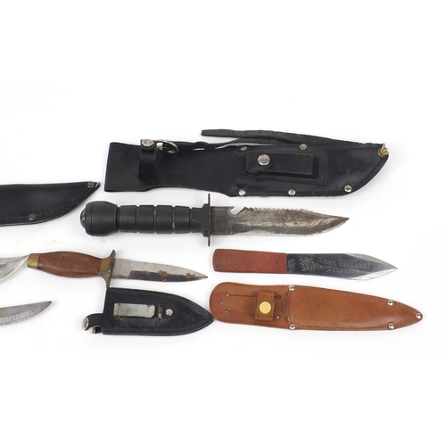 2927 - Five hunting knives with sheaths