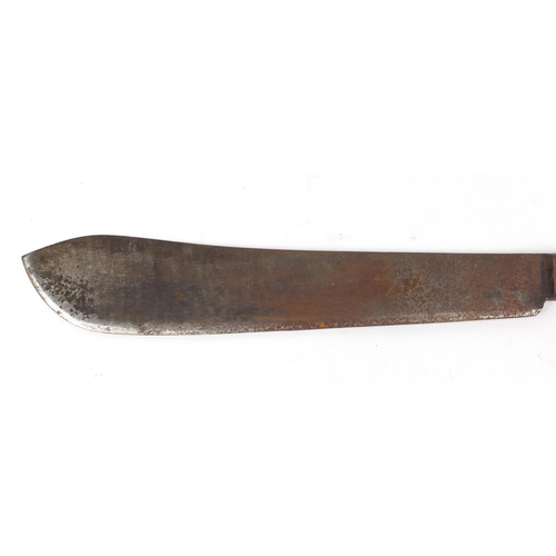 2947 - Military interest machete with leather sheath, 50cm in length