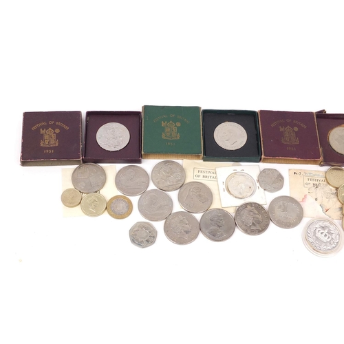 2873 - British coinage including five pounds, two pounds and commemorative crowns