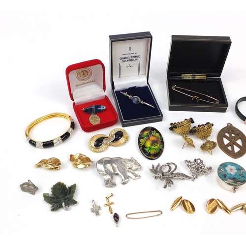 2782 - Costume jewellery including necklaces, marcasite brooches, cuff links and earrings