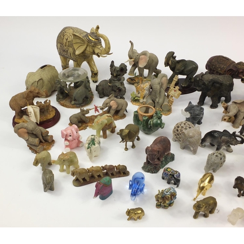 2481 - Large collection of model elephants including some bronzed, Regency fine arts, Onyx and metal exampl... 