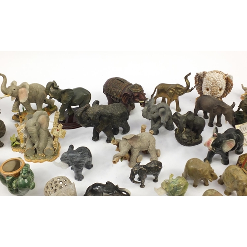 2481 - Large collection of model elephants including some bronzed, Regency fine arts, Onyx and metal exampl... 