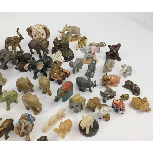 2481 - Large collection of model elephants including some bronzed, Regency fine arts, Onyx and metal exampl... 