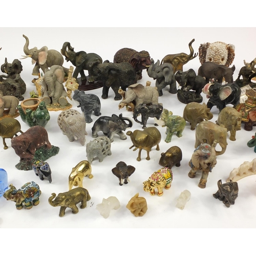 2481 - Large collection of model elephants including some bronzed, Regency fine arts, Onyx and metal exampl... 