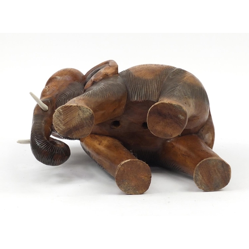 2597 - Large carved wood model elephant, 41cm high