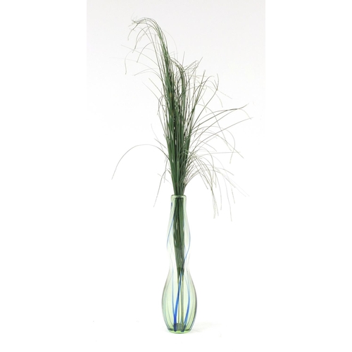 2192 - Double gourd blue swirl glass vase, 36cm high