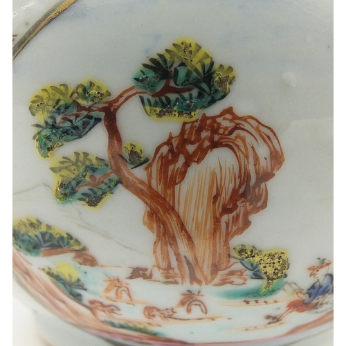 2595 - Mostly 18th century Chinese porcelain including a tea pot, tea cups, plates and bowls