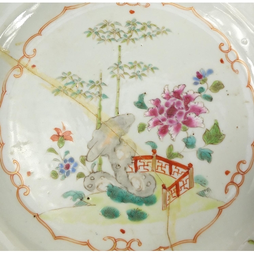 2595 - Mostly 18th century Chinese porcelain including a tea pot, tea cups, plates and bowls