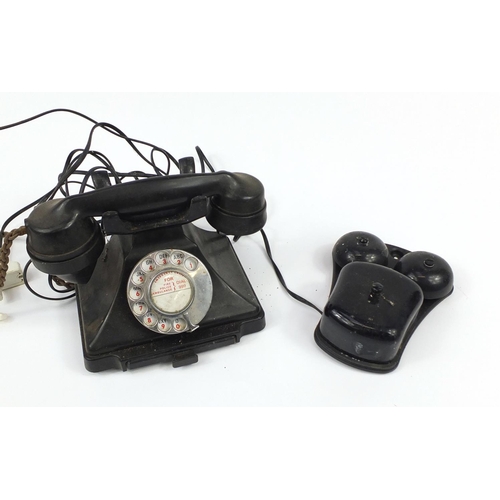 2541 - Vintage black Bakelite GPO pyramid dial telephone