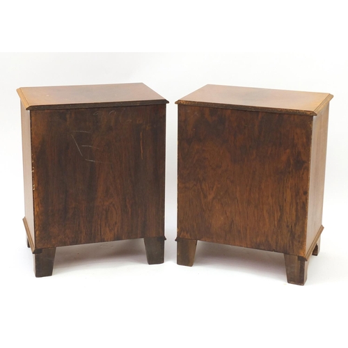 2060 - Pair of mahogany three drawer chests with brass ring handles and bracket feet, 70cm H x 55cm W x 38c... 