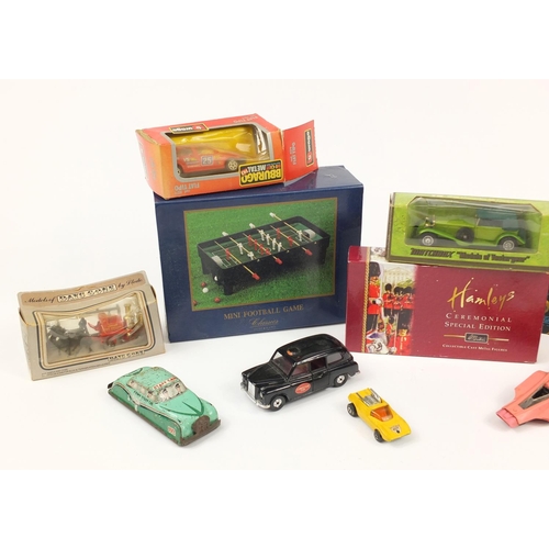 2351 - Mostly vintage toys including a tinplate army staff car, Dinky Silver Jubilee bus, Dinky Pink Panthe... 