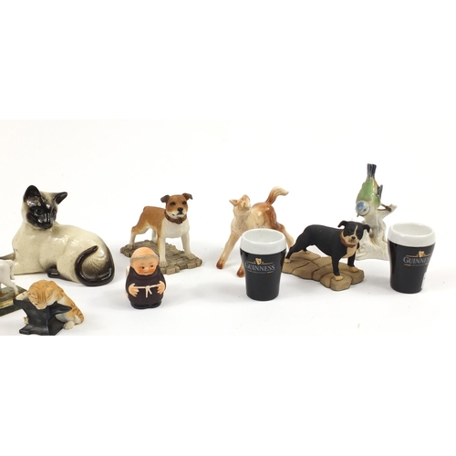 2586 - Model animals and figures including a Beswick Siamese cat, Goebel monk, Sylvac horse and Sherratt & ... 