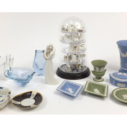 2645 - Collectable china and glassware including Wedgwood Jasperware, Chinese porcelain ginger jar and cove... 