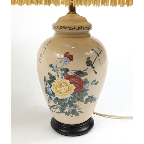 2610 - Chinese porcelain table lamp and one other, both with shades