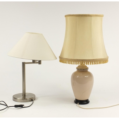 2610 - Chinese porcelain table lamp and one other, both with shades