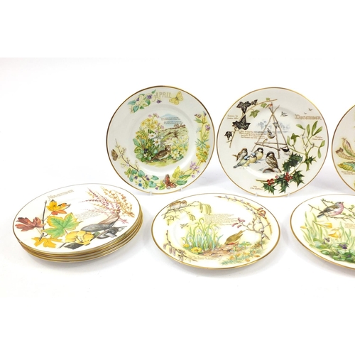 2543 - Set of 12 Caverswall months of the year plates by Edith Holden, 27.5cm in diameter