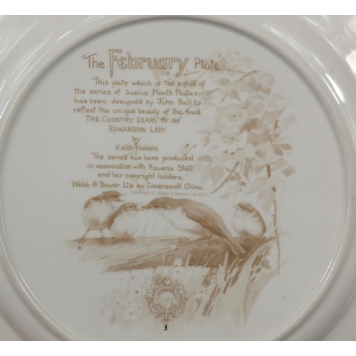 2543 - Set of 12 Caverswall months of the year plates by Edith Holden, 27.5cm in diameter