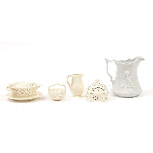 2243 - Leedsware classical Creamware and a Portmeirion parian jug