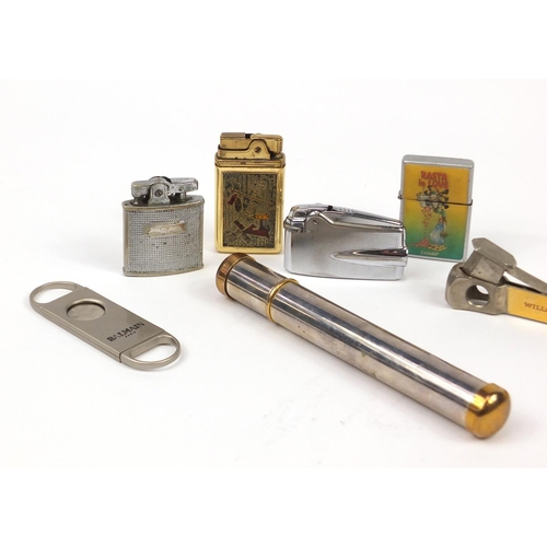 2837 - Vintage and later pocket lighters and cigar cutters including a Will's Embassy example