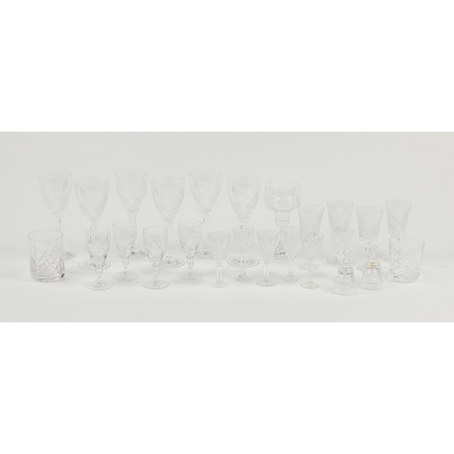 2472 - Cut crystal and glassware including a set of six wine glasses, the largest 20.5cm high