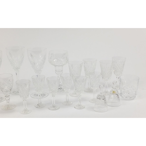 2472 - Cut crystal and glassware including a set of six wine glasses, the largest 20.5cm high