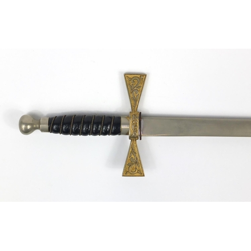 2909 - Masonic interest Wilkinson ceremonial sword with engraved steel blade, 89.5cm in length