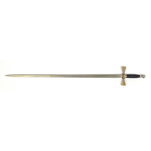 2909 - Masonic interest Wilkinson ceremonial sword with engraved steel blade, 89.5cm in length